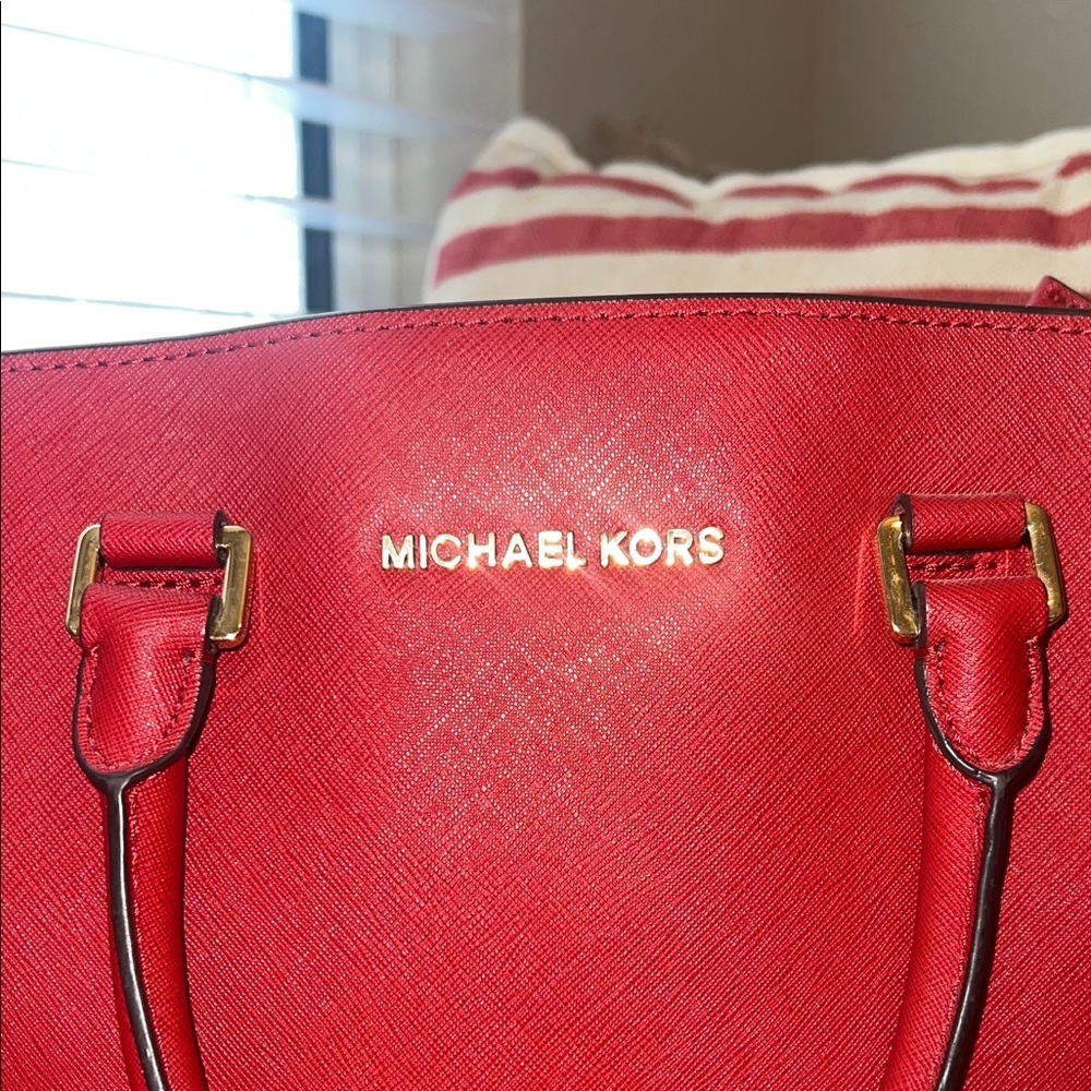 Michael Kors Red Selma Satchel Bag - Picture 3 of 5